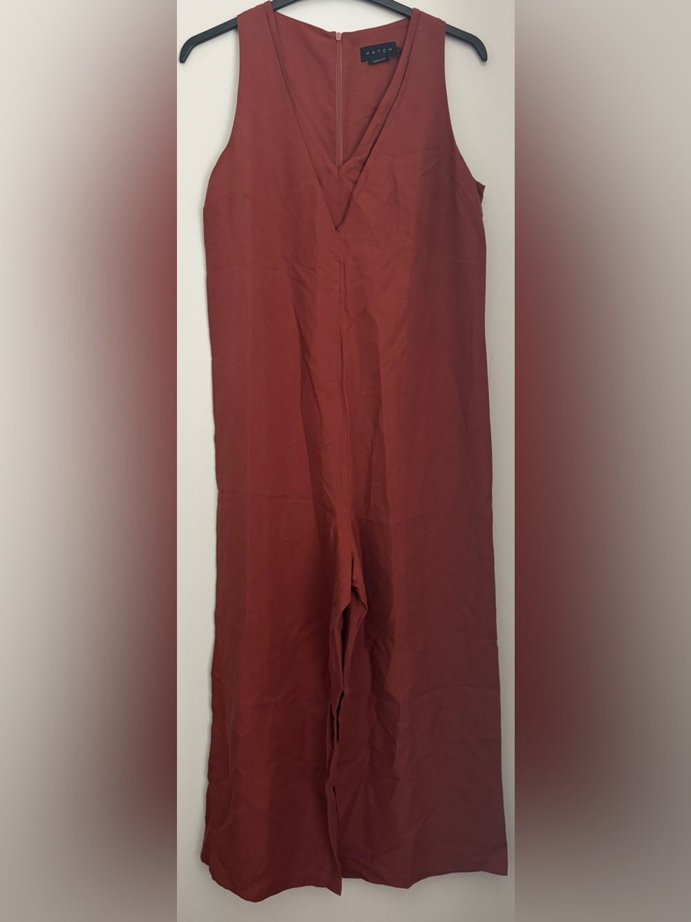 Hatch Rust Red Sleeveless V-Neck Jumpsuit